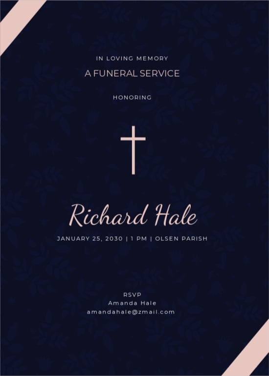 Electronic Funeral Announcement Invitation Template
