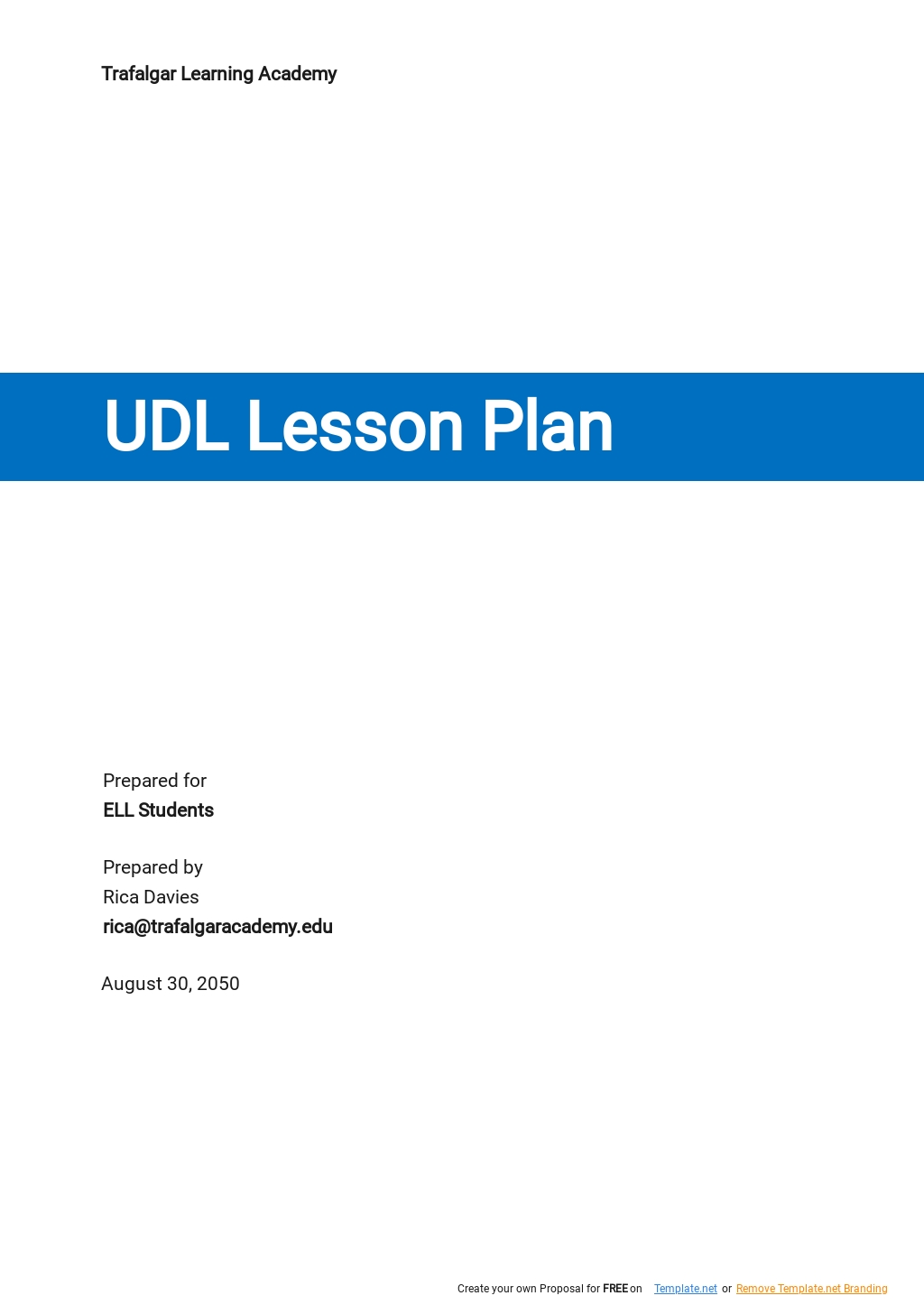 Free UDL Lesson Plan for ELL Students Template
