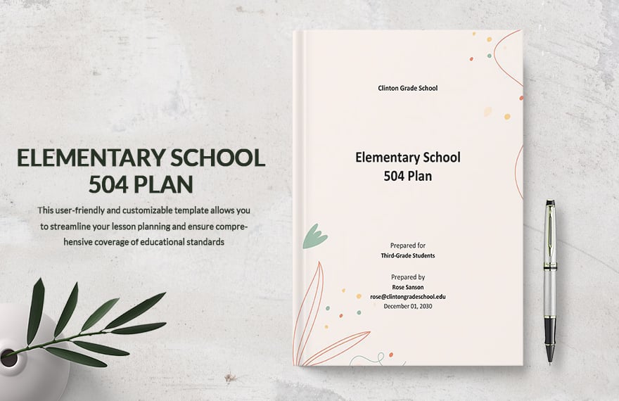 Elementary School 504 Plan Template