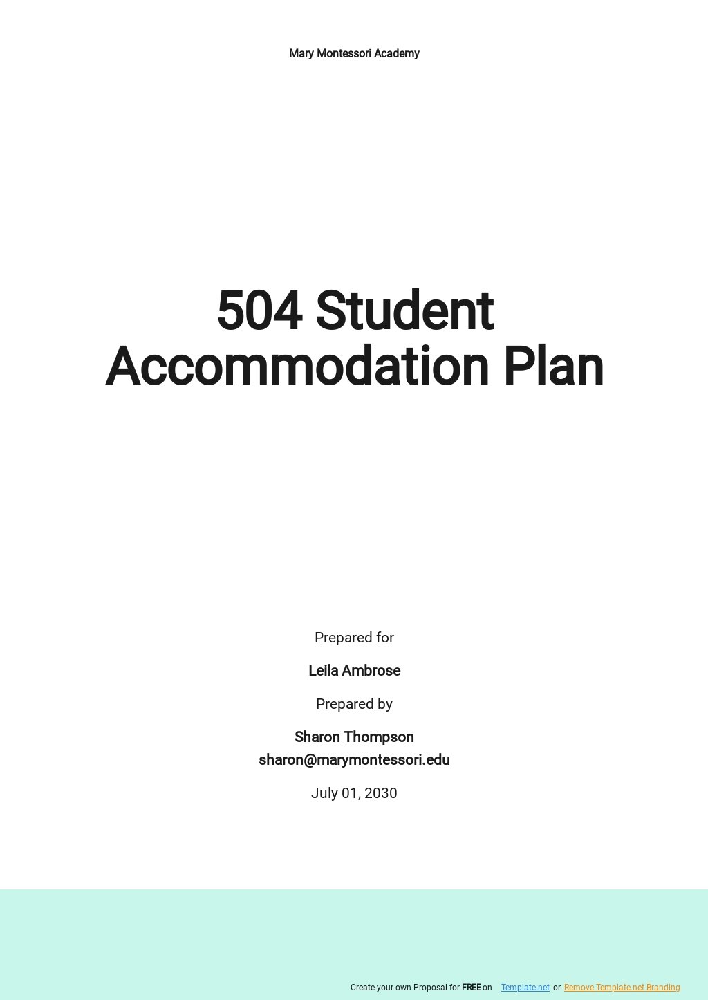 accommodations for 504 plan adhd