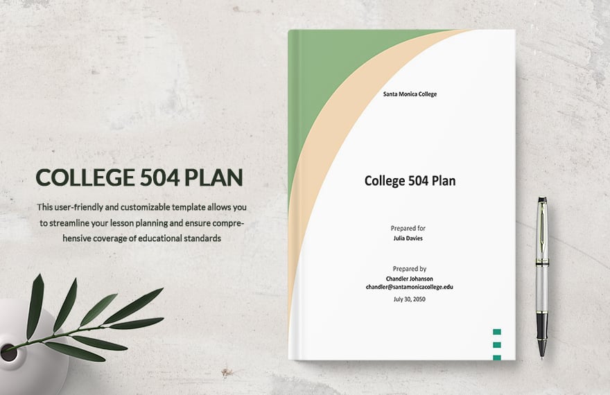 College 504 Plan Template
