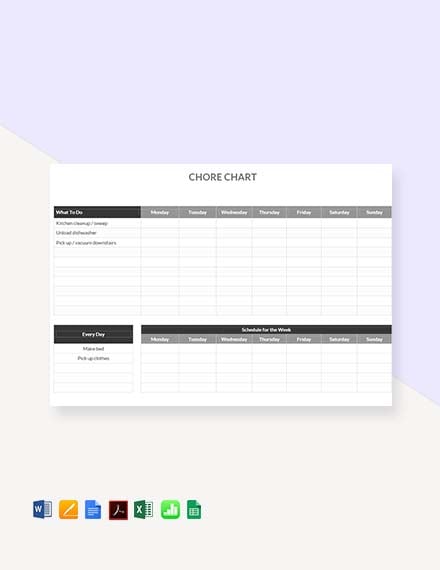 Monthly Chore Chart Template Excel
