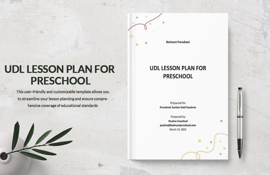 UDL Lesson Plan for Preschool Template