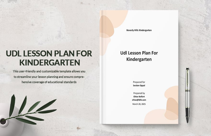 UDL Lesson Plan for Kindergarten Template
