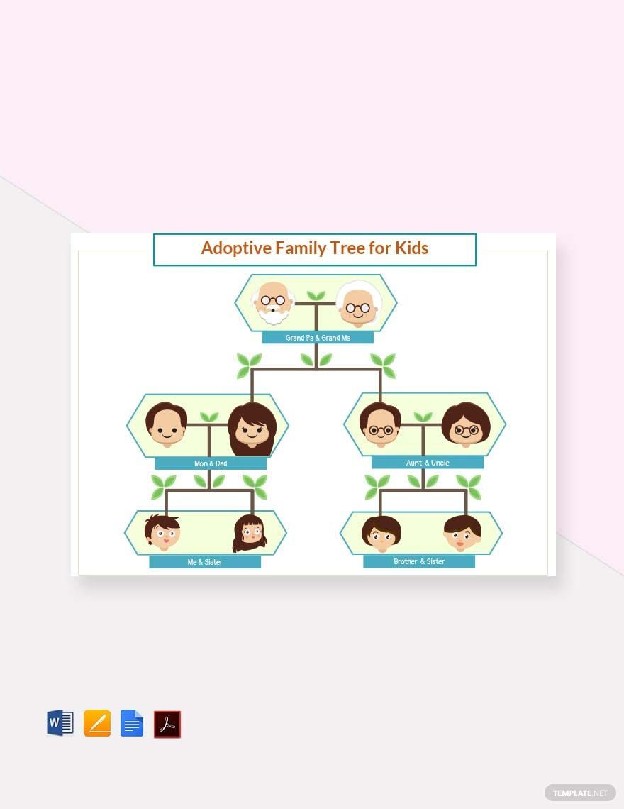 Adoptive Family Tree Template For Kid's in Pages, Word, PDF, Google Docs - Download | Template.net