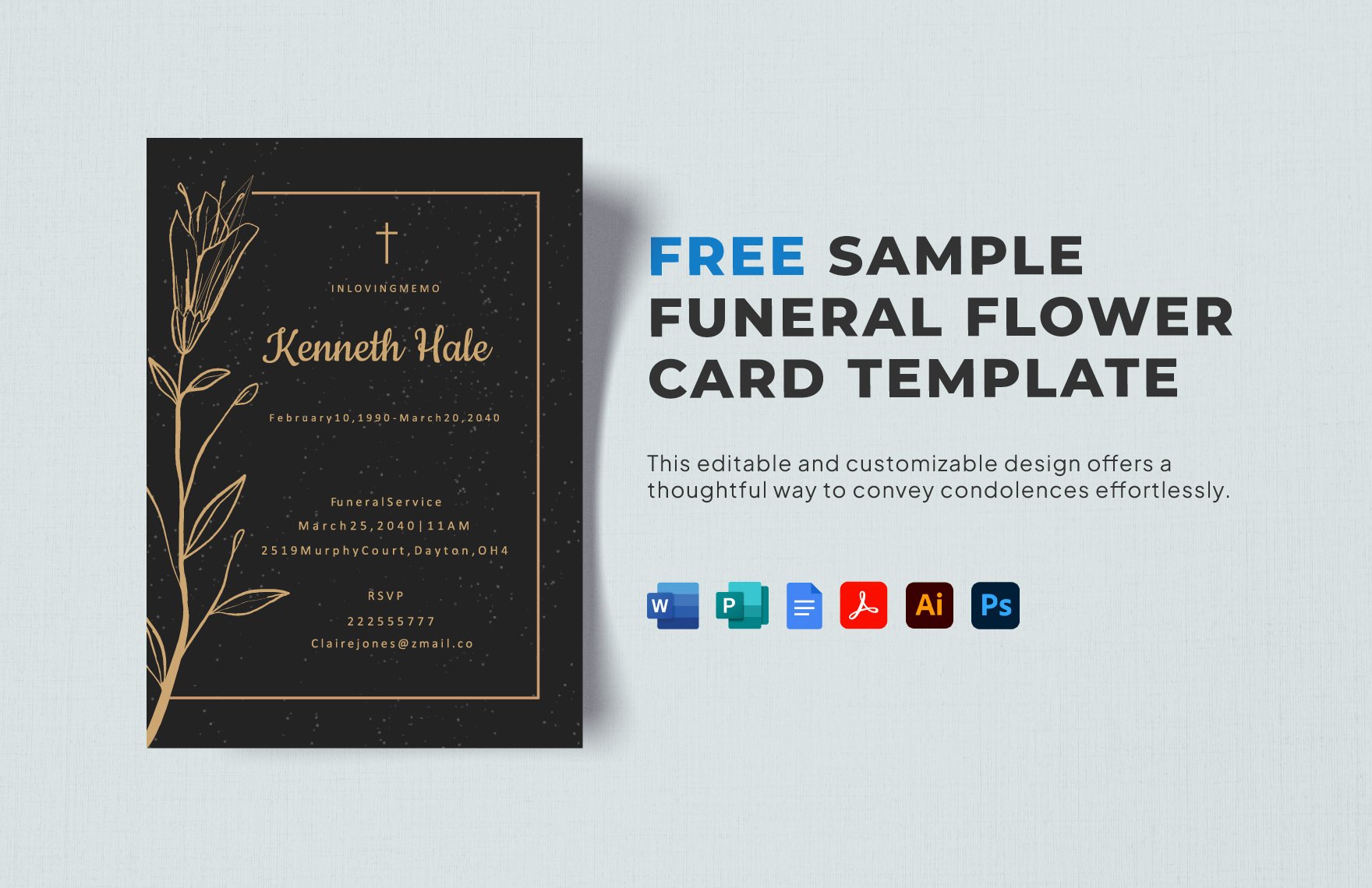 Sample Funeral Flower Card Template