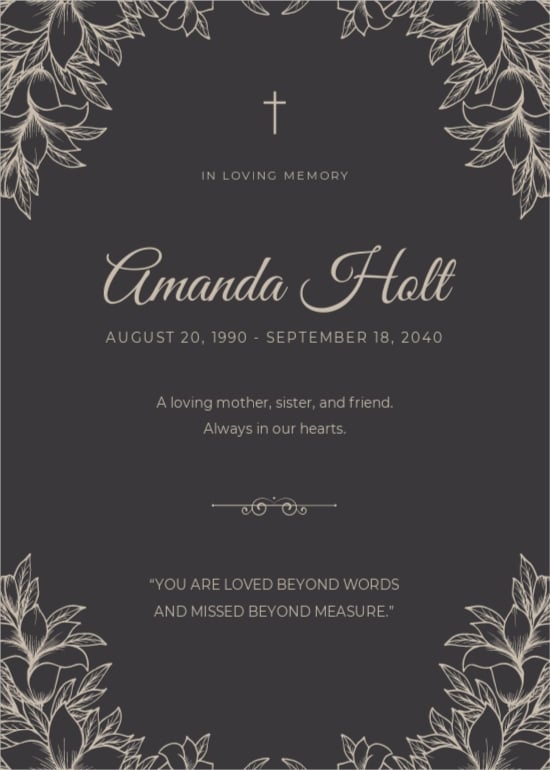 Personalized Funeral Remembrance Card Template