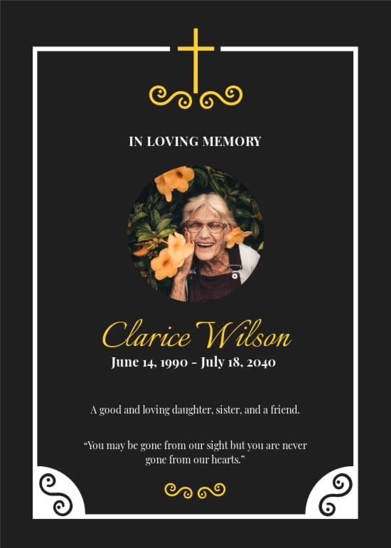 Catholic Funeral Remembrance Card Template