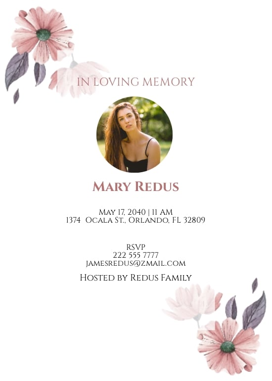 Funeral Flower Arrangement Card Template