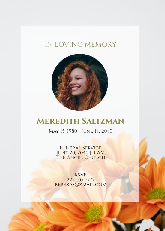 Free Simple Funeral Flower Card Template