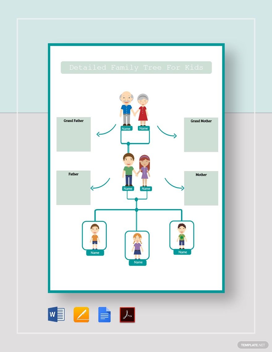 Detailed Family Tree Template For Kid's