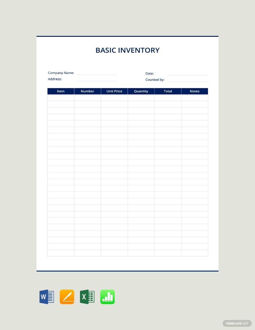 Free Basic Inventory Template