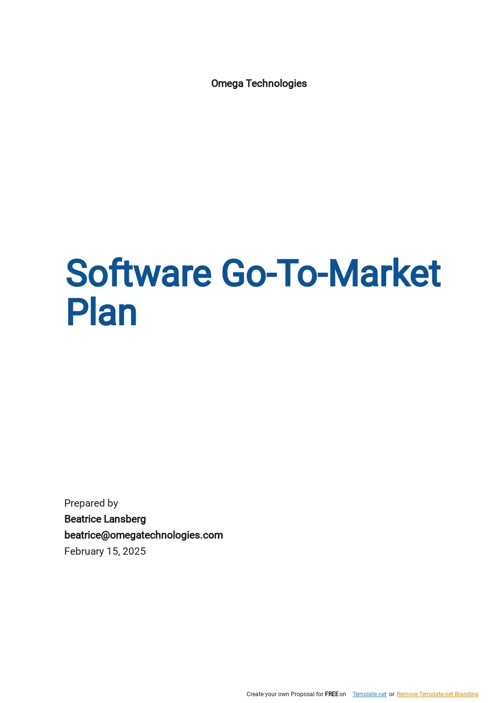 Software Go To Market Plan Template