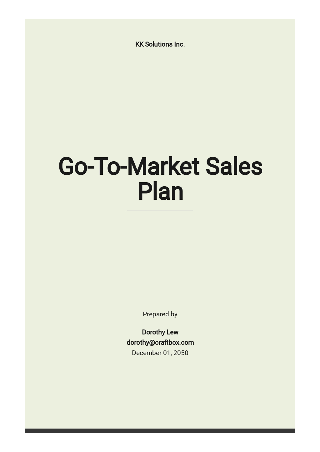 Go To Market Sales Plan Template