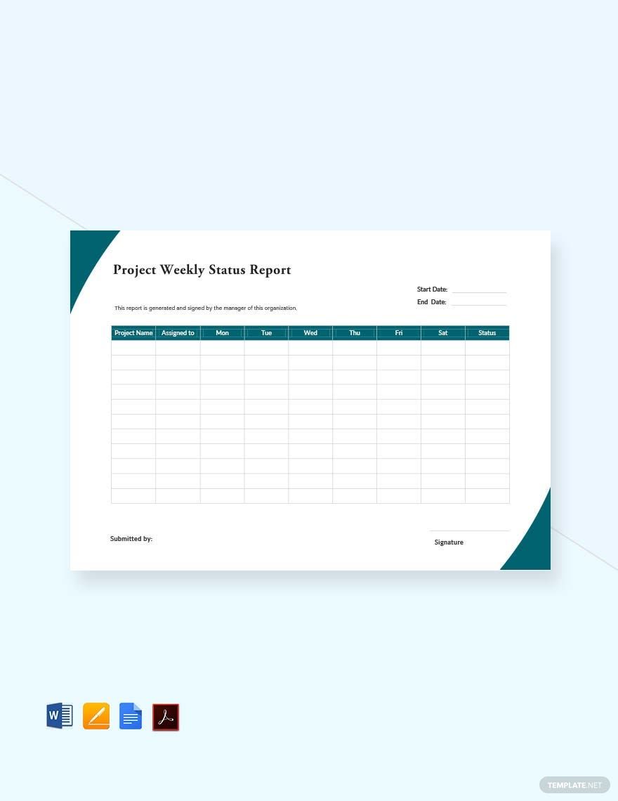 Project weekly Status Report Template