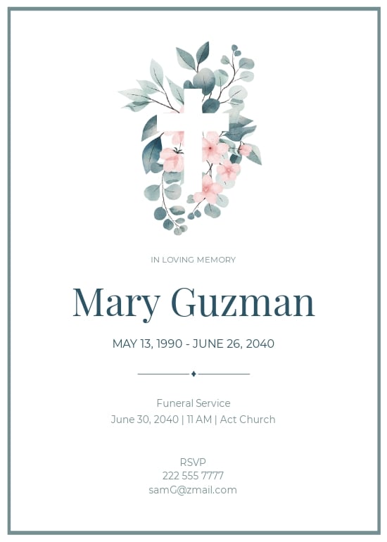 Catholic Funeral Holy Card Template