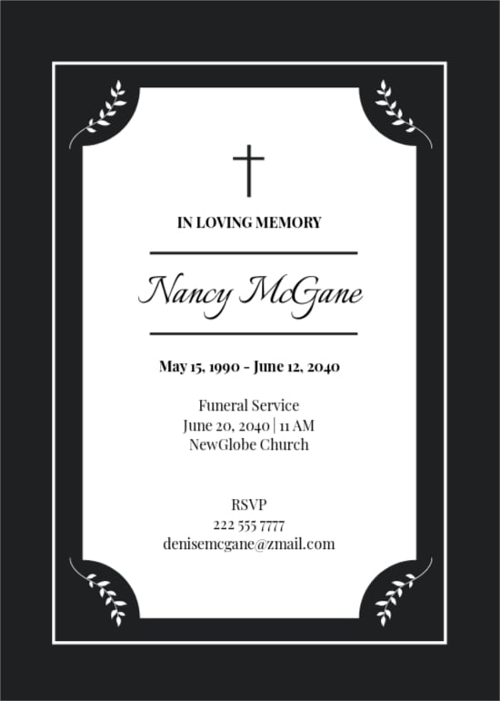 Custom Catholic Funeral Card Template