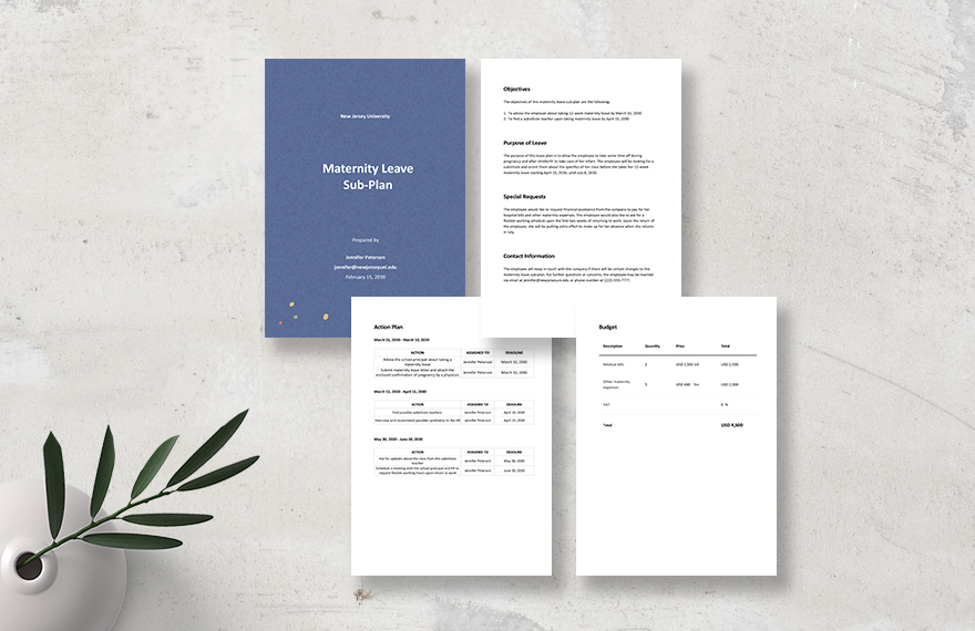 Maternity Leave Sub-Plan Template