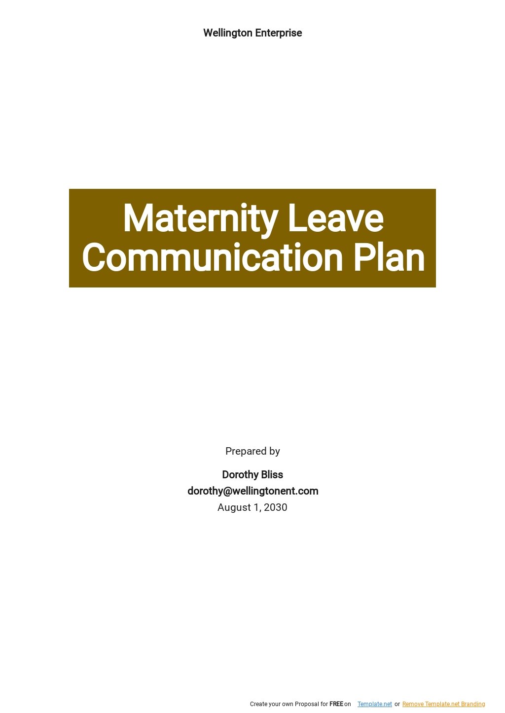 Maternity Leave Communication Plan Template