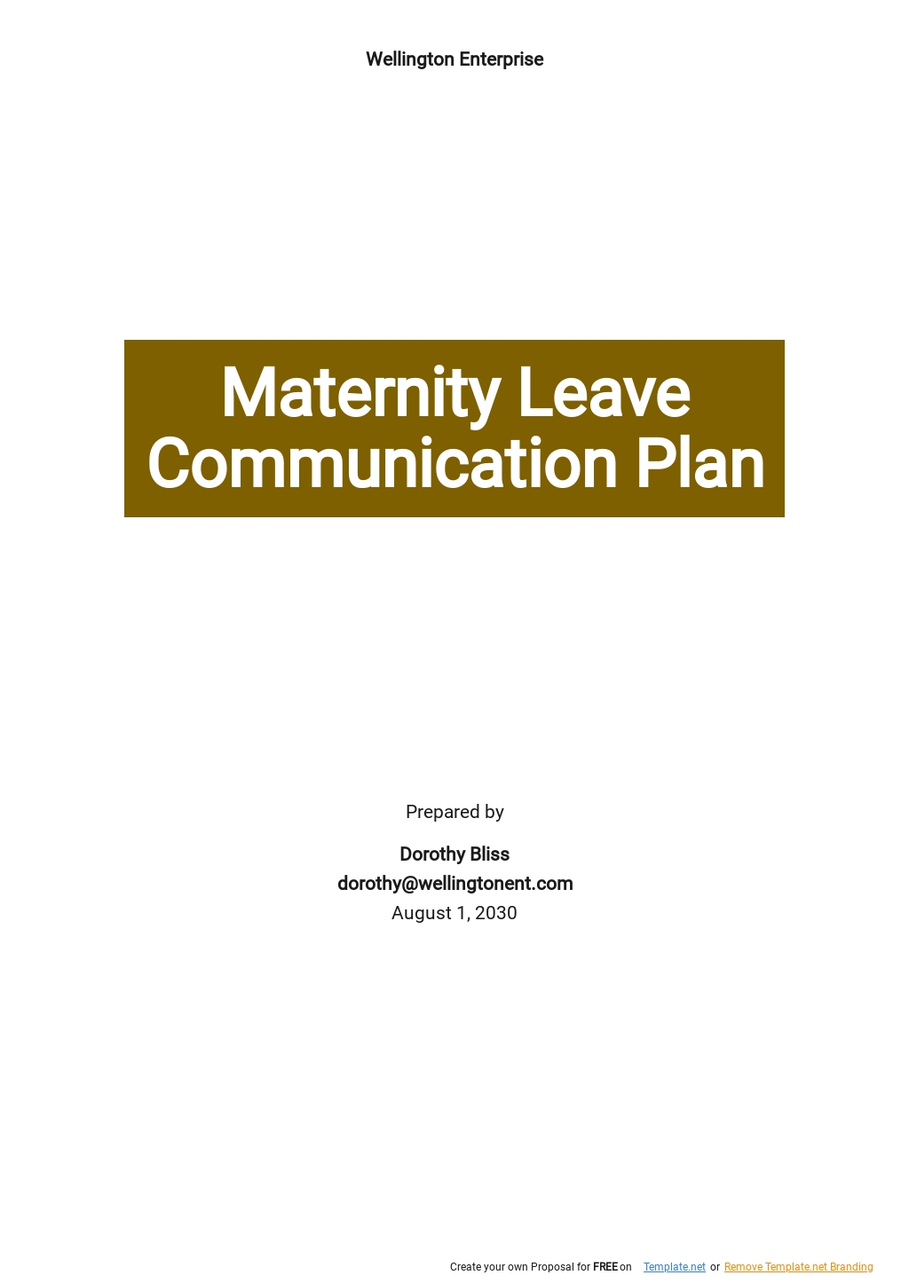  Maternity Leave Transition Plan Template Google Docs Word Apple 