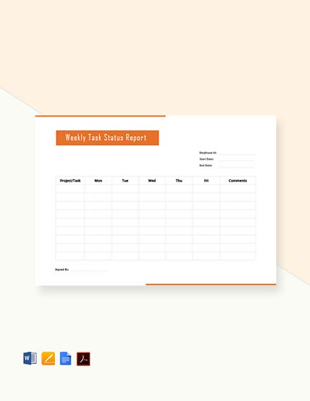 FREE Weekly Work Report Template - PDF | Word (DOC) | Apple (MAC) Apple ...