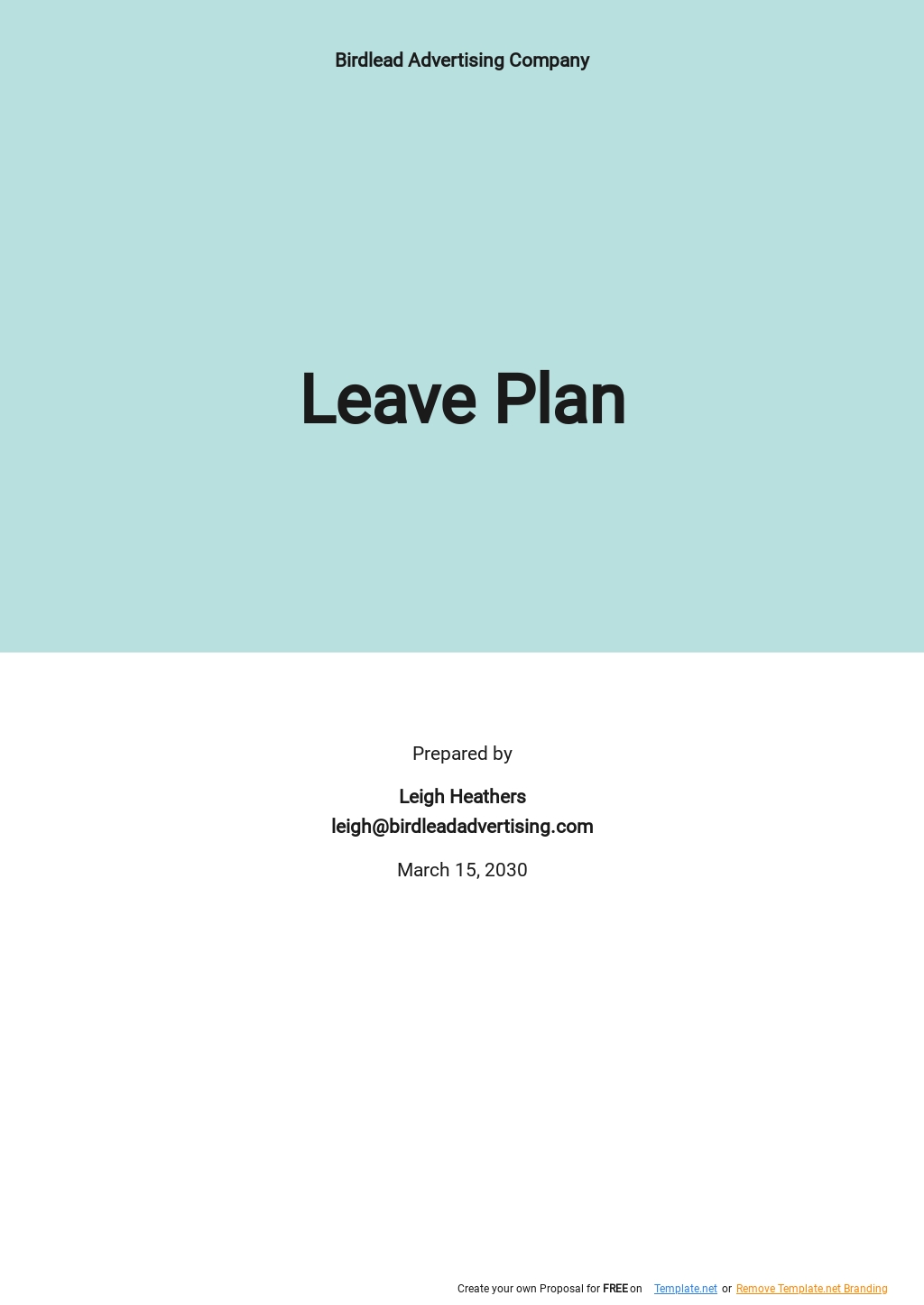 Leave Plan Template