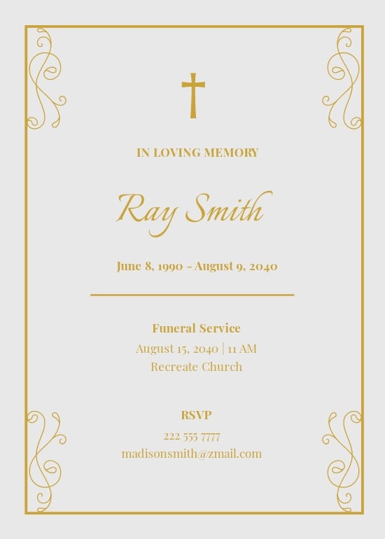 Sample Catholic Funeral Card Template