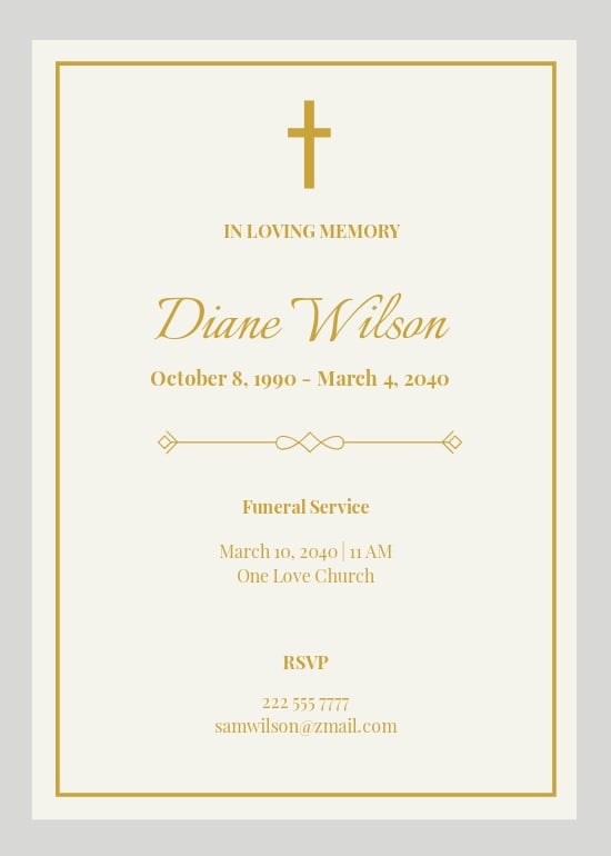 Free Simple Catholic Funeral Card Template