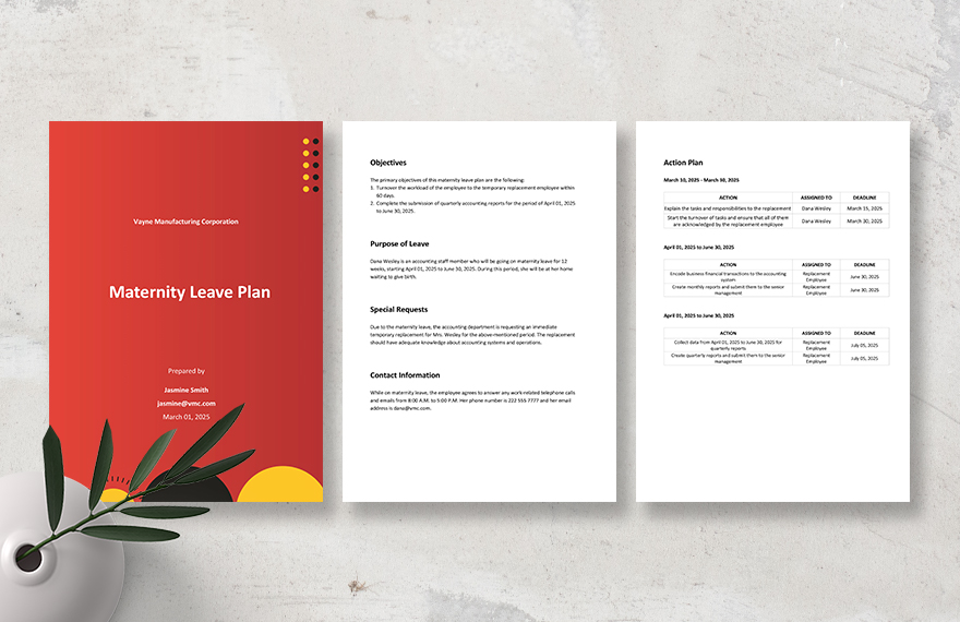 Maternity Leave Plan Template