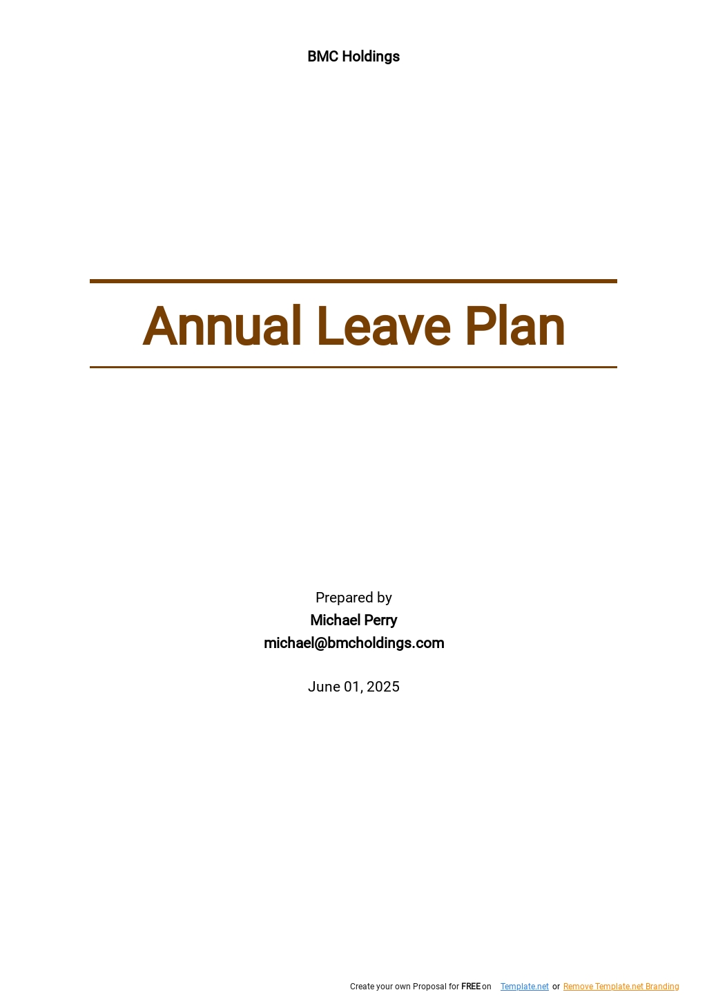 Annual Leave Plan Template