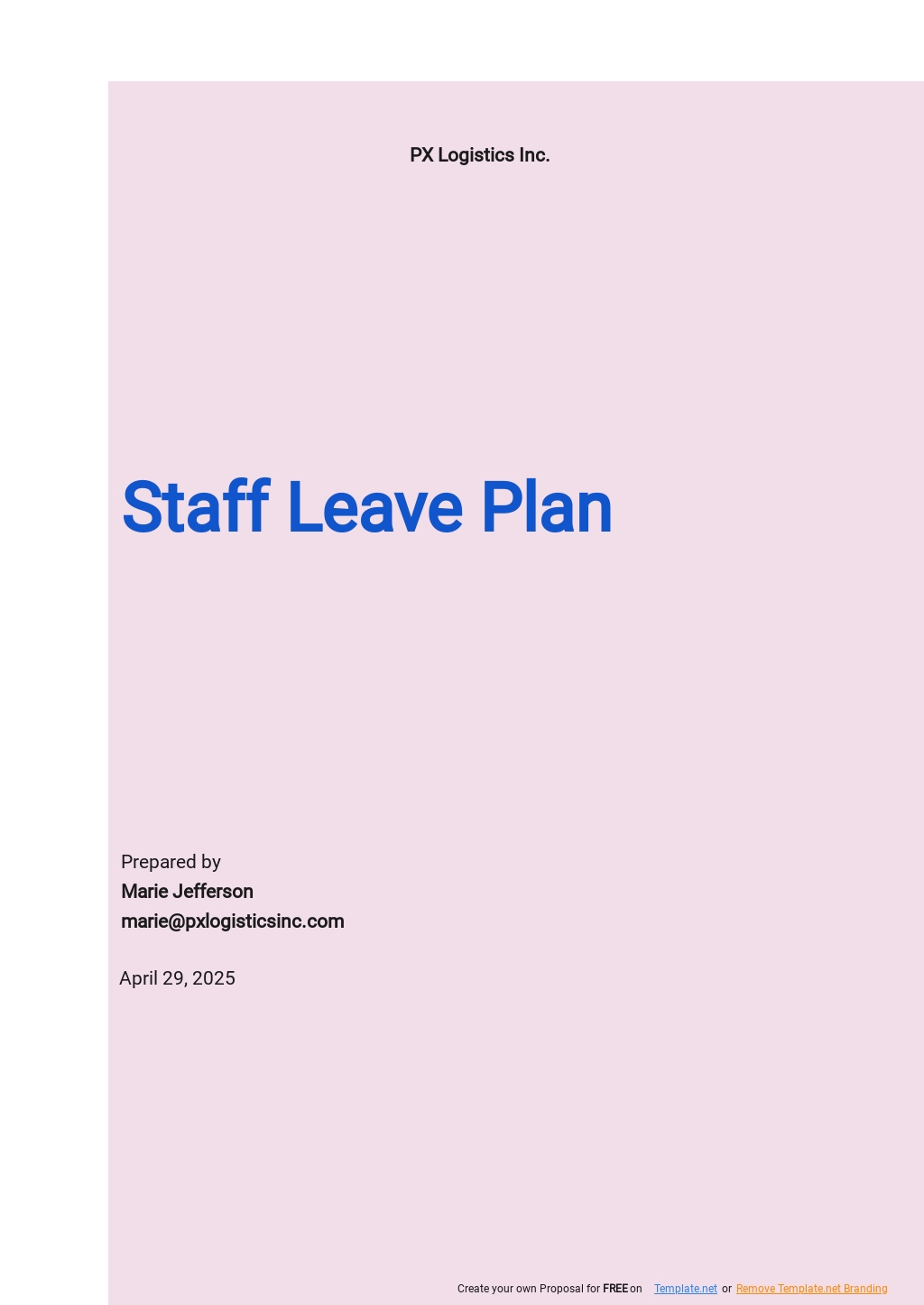 Staff Leave Plan Template