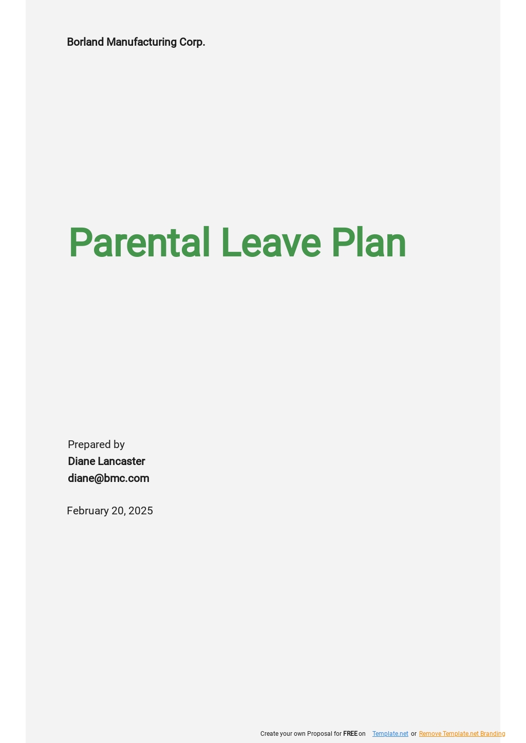 Parental Leave Plan Template