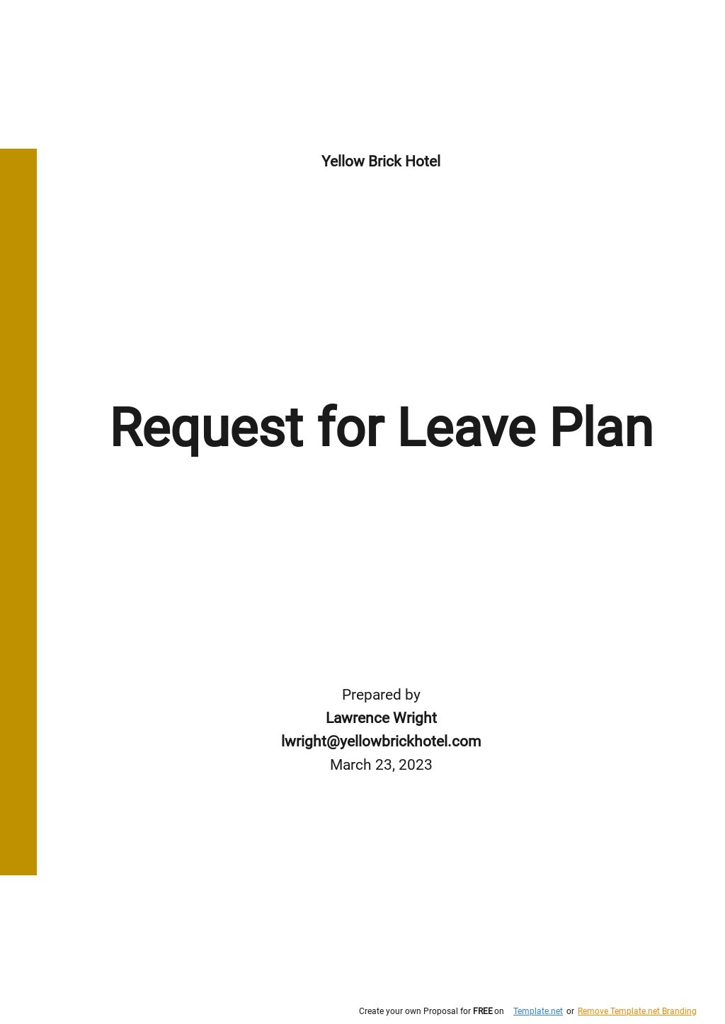 Request For Leave Plan Template
