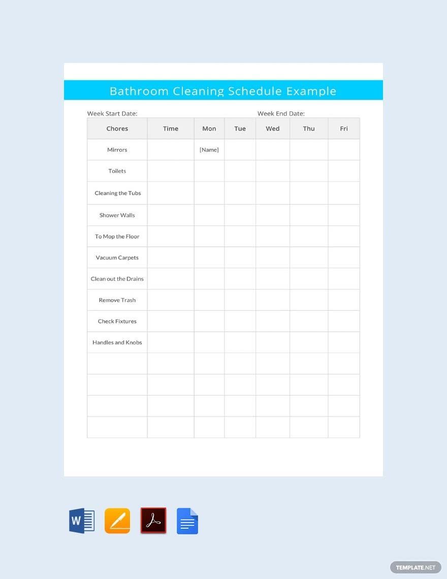 Bathroom Cleaning Schedule Example Template