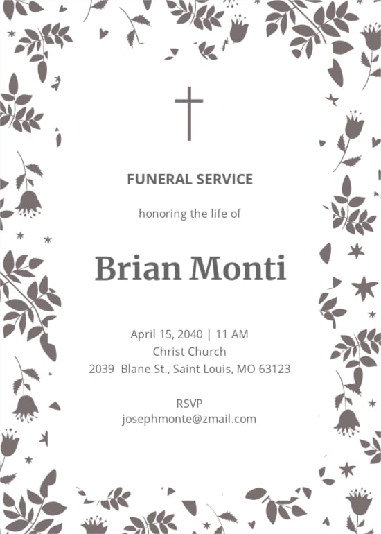 Communication Funeral Service Invitation Template