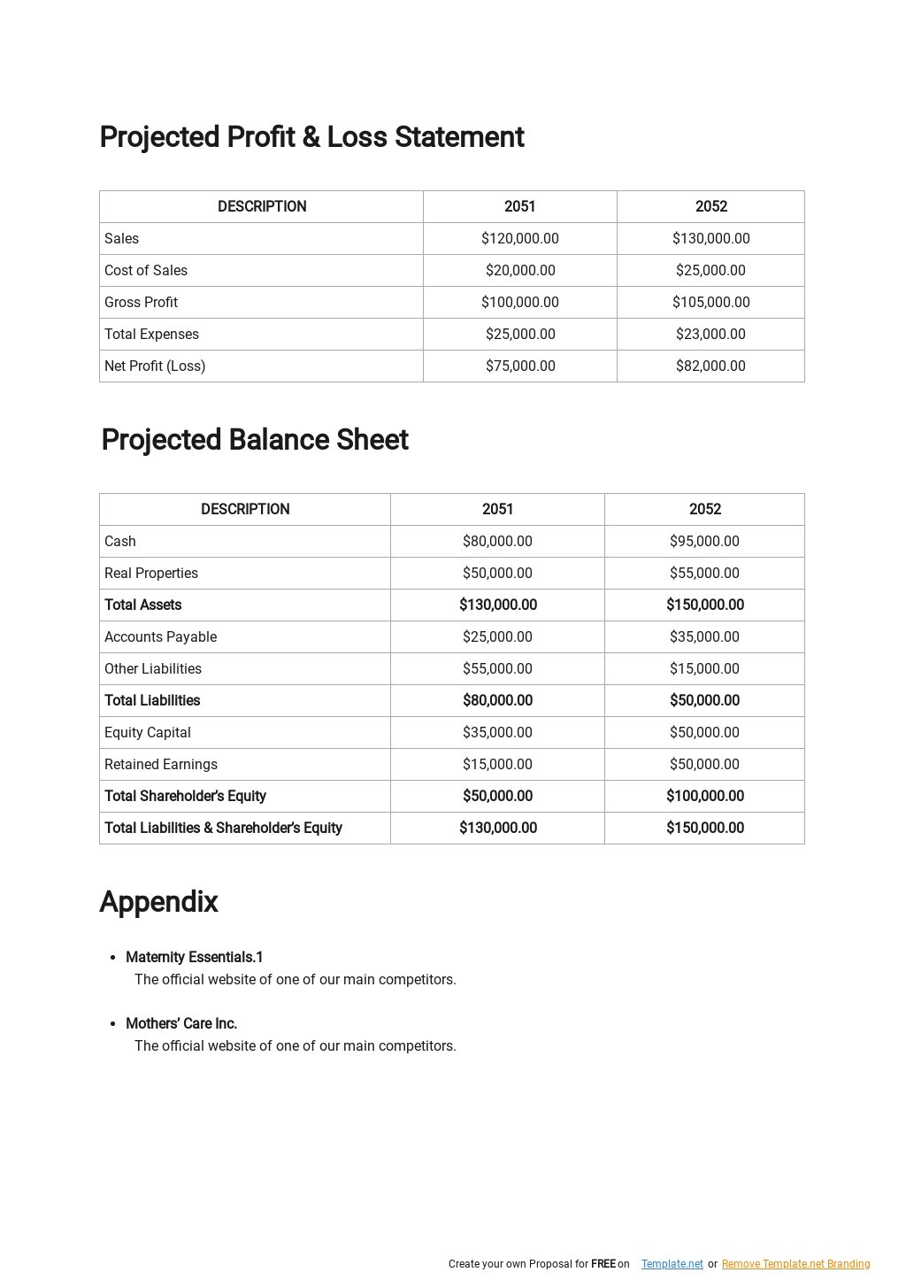 Maternity Leave Business Plan Template in Google Docs Word Apple
