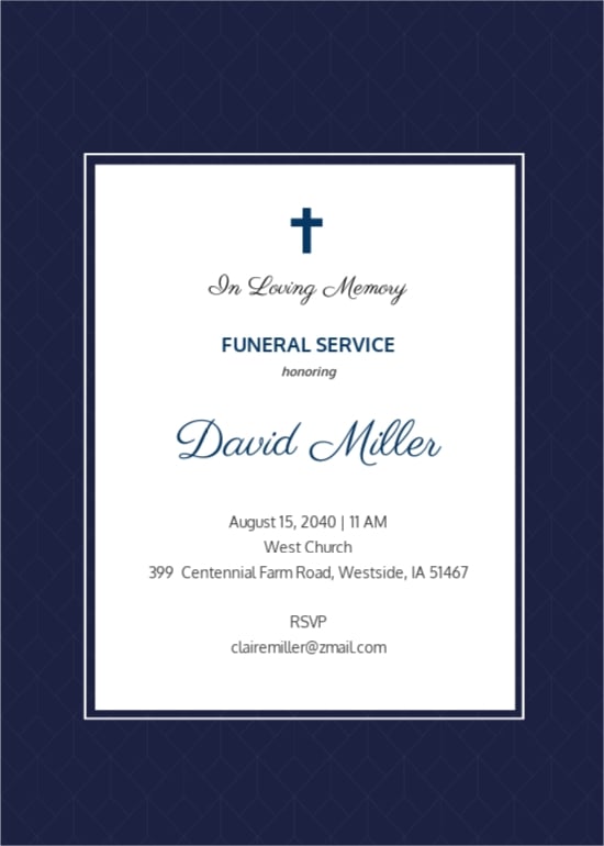 Communication Funeral Invitation Card Template.jpe