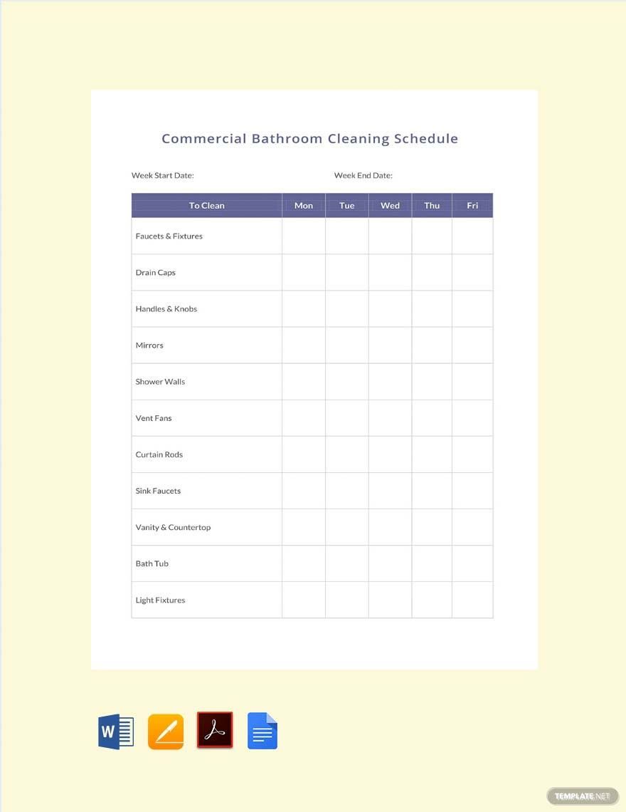 Commercial Bathroom Cleaning Schedule Template