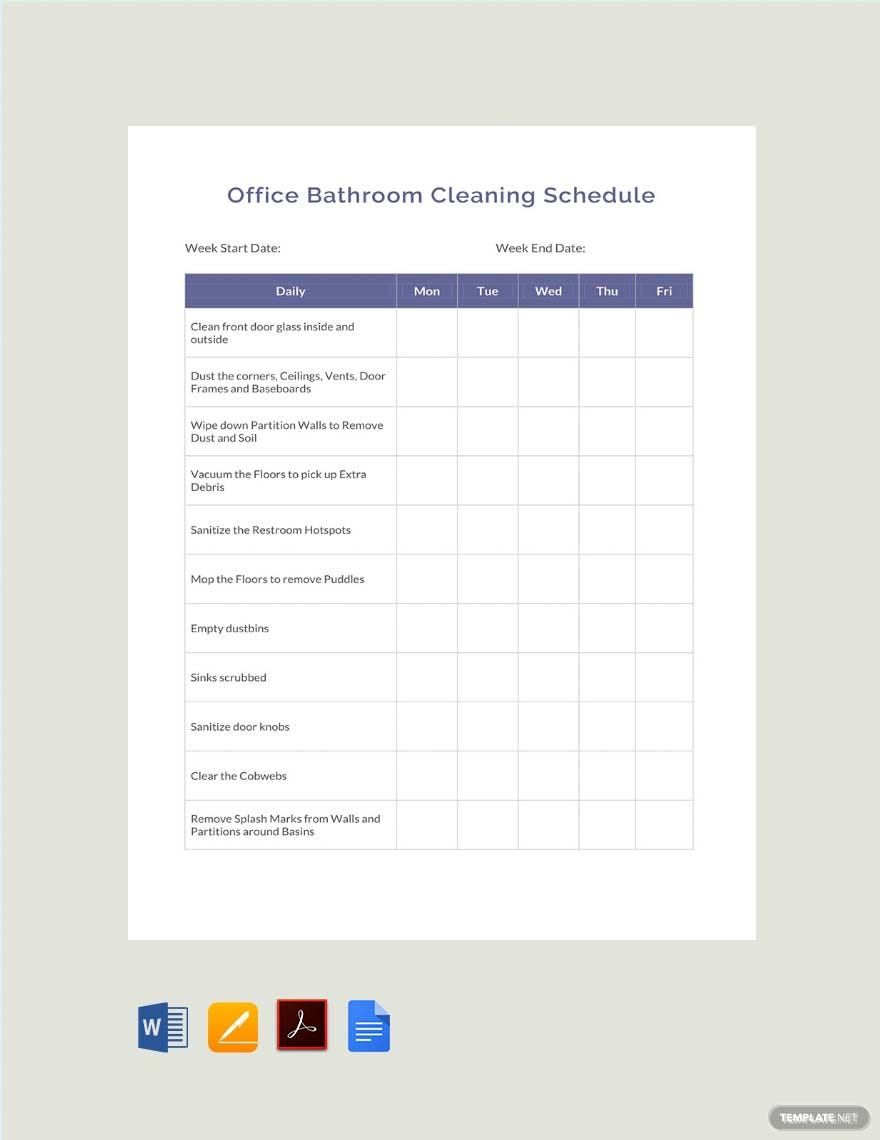 Office Bathroom Cleaning Schedule Template