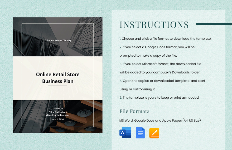 Online Retail Store Business Plan Template