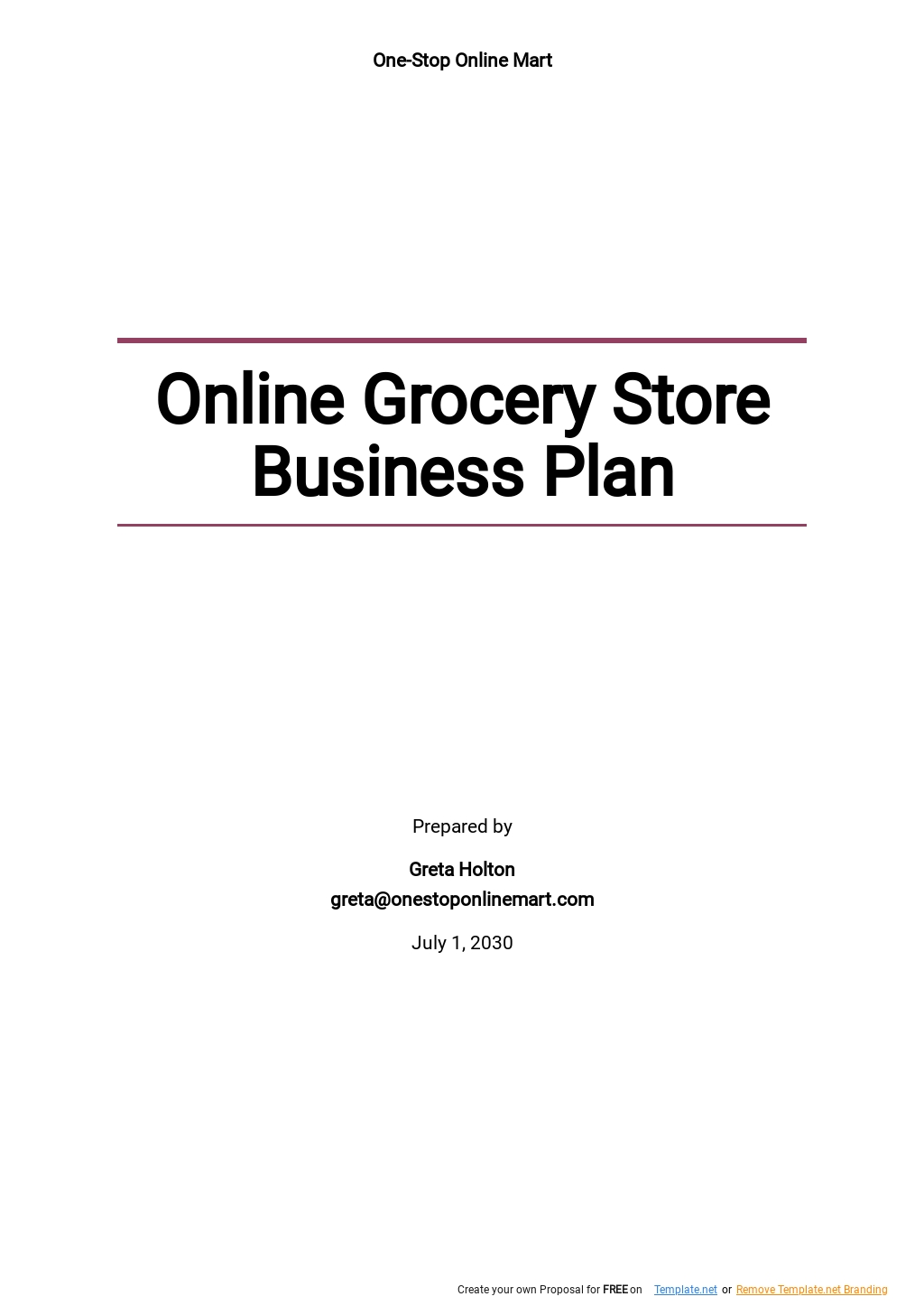 business plan example online store