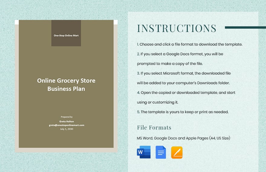 Online Grocery Store Business Plan Template