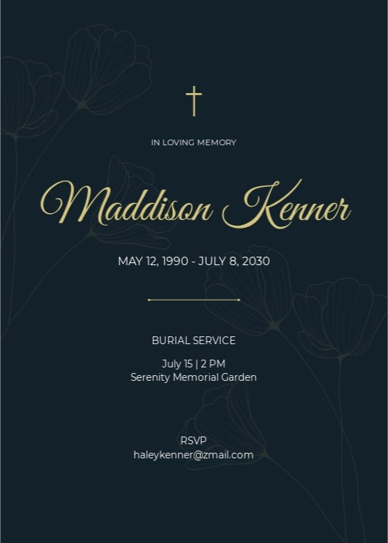Funeral Burial Invitation Card Template