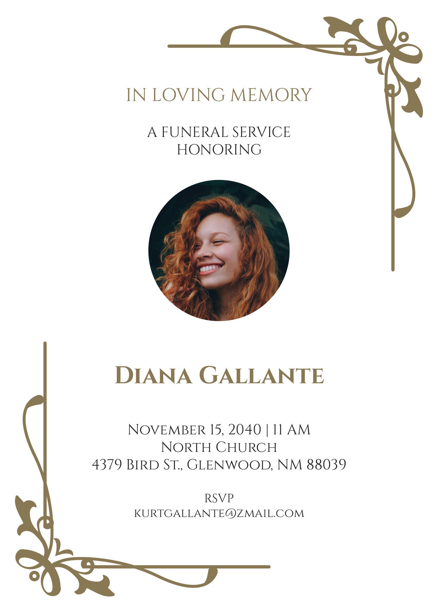 Free Blank Communication Funeral Invitation Template