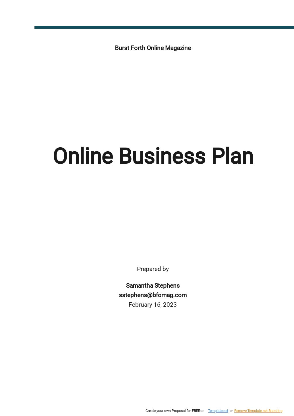 business plan for an online business