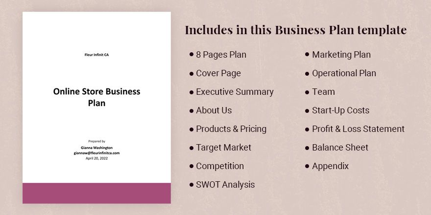 business plan online shop