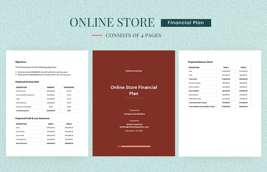 Online Store Financial Plan Template