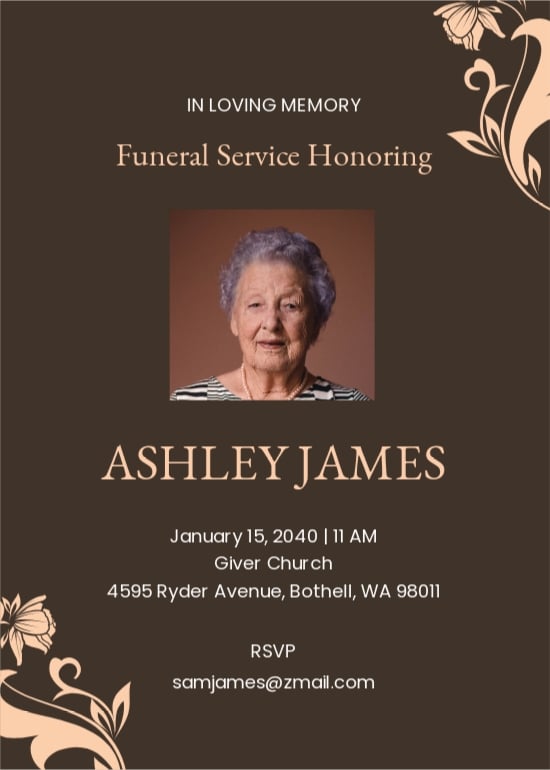 Sample Communication Funeral Invitation Template