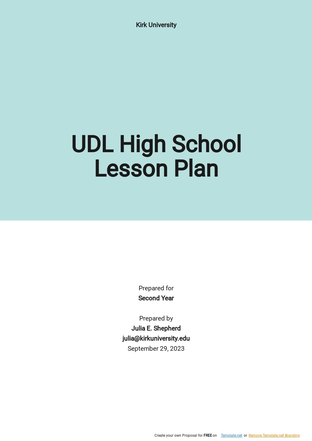 UDL High School Lesson Plan Template