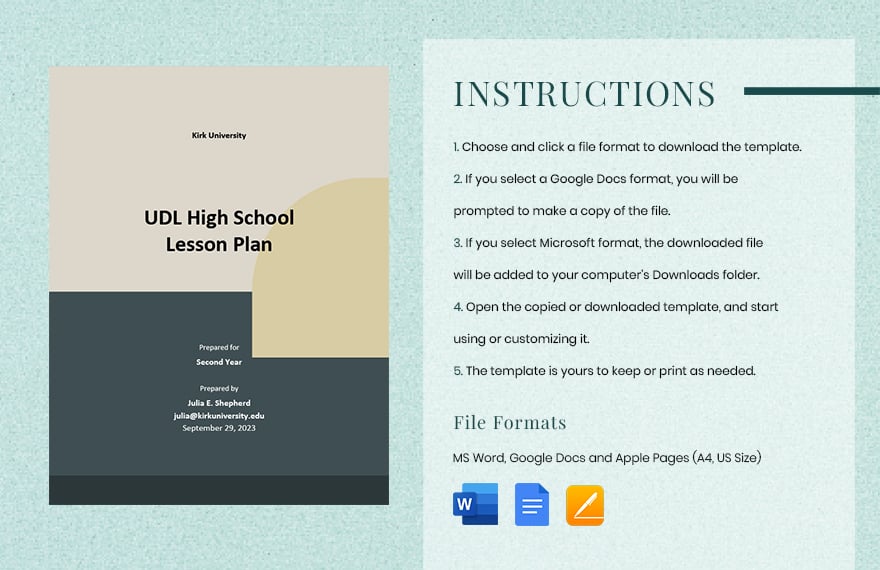 UDL High School Lesson Plan Template